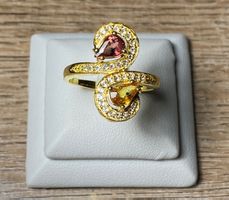 Saphir + Rhodolith Ring 💎✨ Silber 925 vergoldet RB324