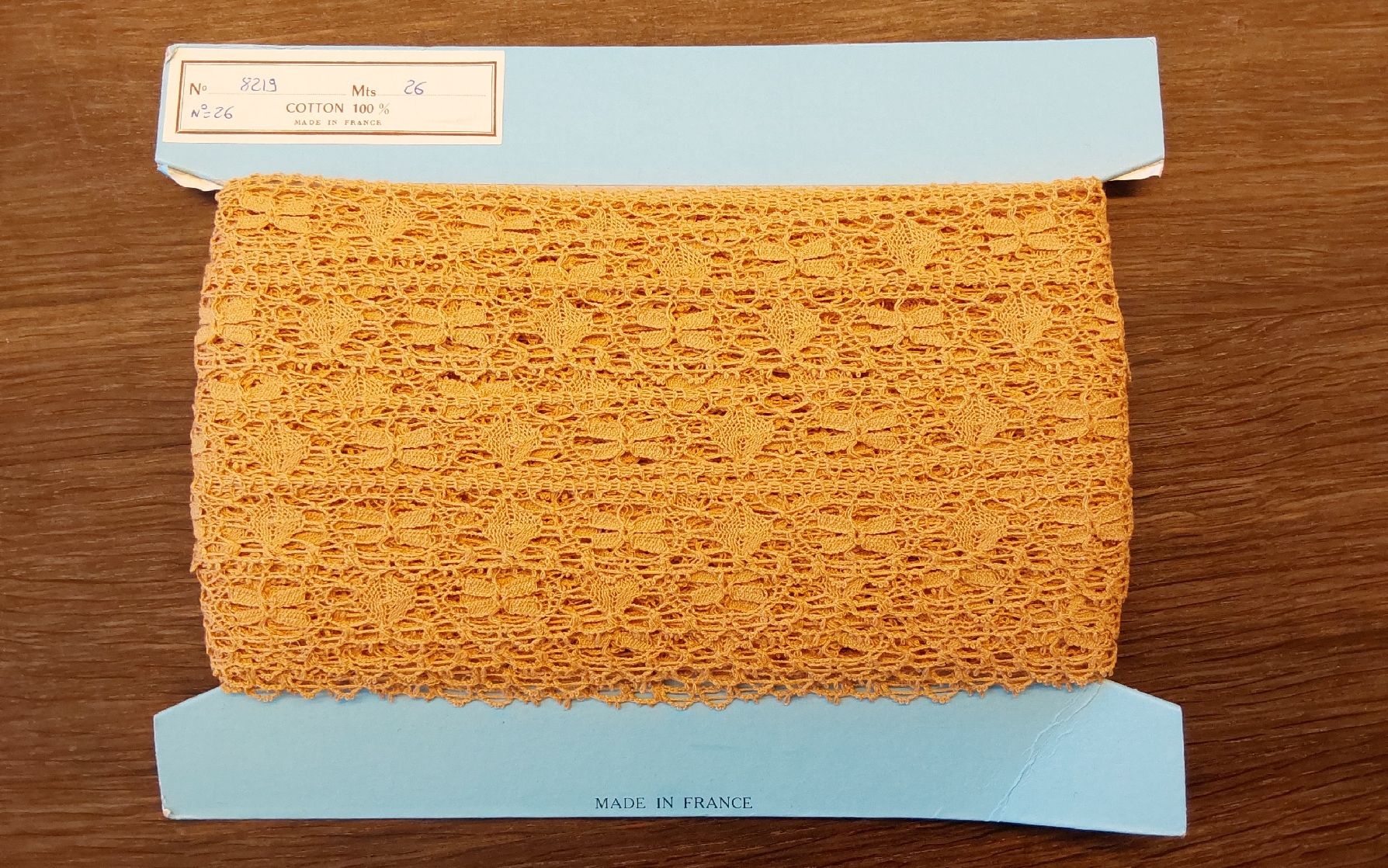 Stoffe: Spitzenband Baumwolle Farbe cognac/caramel – Neu und originalverpackt aus Köniz von scopello12