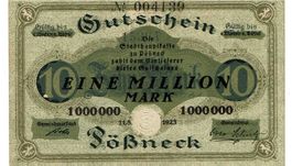 Pössneck 1 Mil.Mark Überdruck+Prägestempel 11.08.1923 VZ++