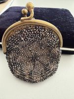 Antike kleine Perlentasche mit Kette Metall gebraucht