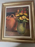 Neuer Preis!! Ölgemälde Blumen Vase & Kanne E. GUT-NEEL