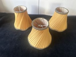 3 Lampenschirme gelb plissiert Vintage Retro 60er 70er Jahre