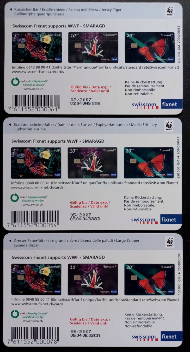 Swisscom Schede telefoniche: Taxcard - Schmetterlinge - CH – Usato da Niederuzwil venduto da lubimaja 1