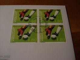 Liechtenstein 2002, Fussball, FDC  Einzel + 4erblock