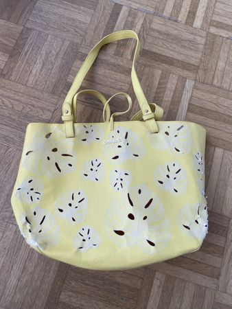 Desigual Tasche gelb Monstera-Muster beschädigt