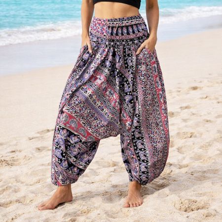 Haremshose Sarouel Indien Hippie Goa Hose Lila Bunt