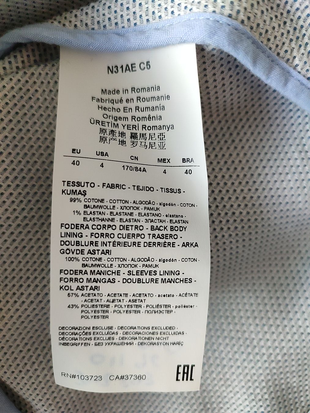 Armani Vestes: Armani Jeans Blaser – Neuf (Voir description) à Hochdorf par Berry005 5