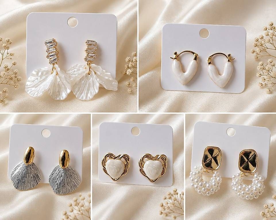 Altri gioielli: Set 5 paia orecchini eleganti oro e perle vintage – Nuovo e nell'imballaggio originale da Lugano venduto da solowolford