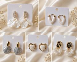 Set 5 paia orecchini eleganti oro e perle vintage