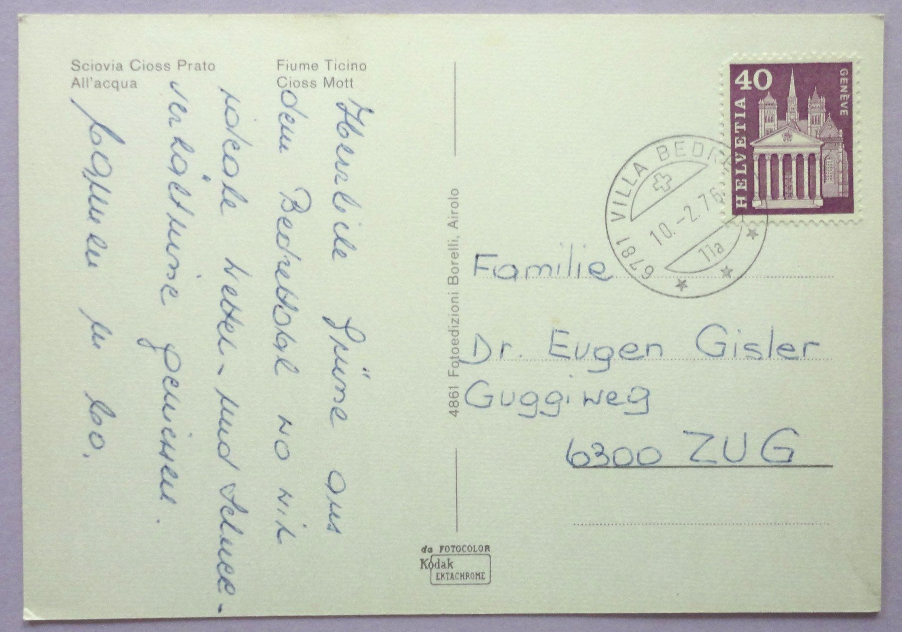 Cartoline postali: Valle Bedretto – Usato da Fétigny venduto da Billy2miny 1