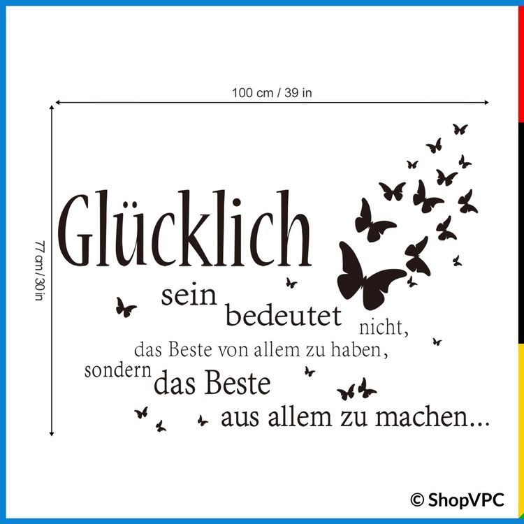 Wandtattoo Sprüche Glücklich Wandaufkleber Wandsticker Deko Kaufen
