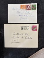 Enveloppes timbrées Suisse, 2 pièces, adressées.