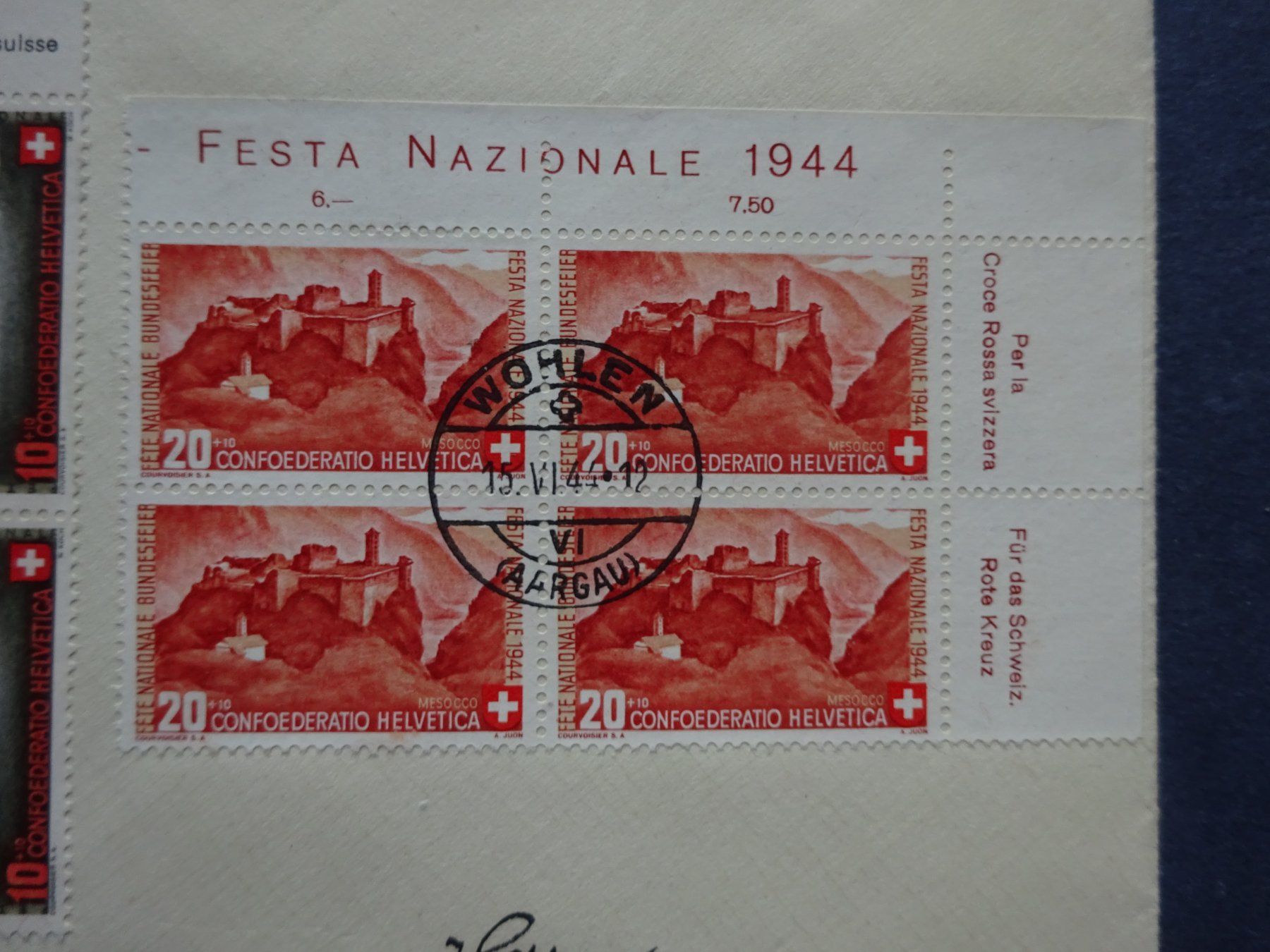 Alle Briefmarken: 1944 Pro Patria FDC im 4er Block – Gebraucht aus Appenzell-Steinegg von adi1975 3