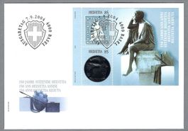 2004, 150 J. SITZENDE HELVETIA, ILL. FDC ET-0 BASEL