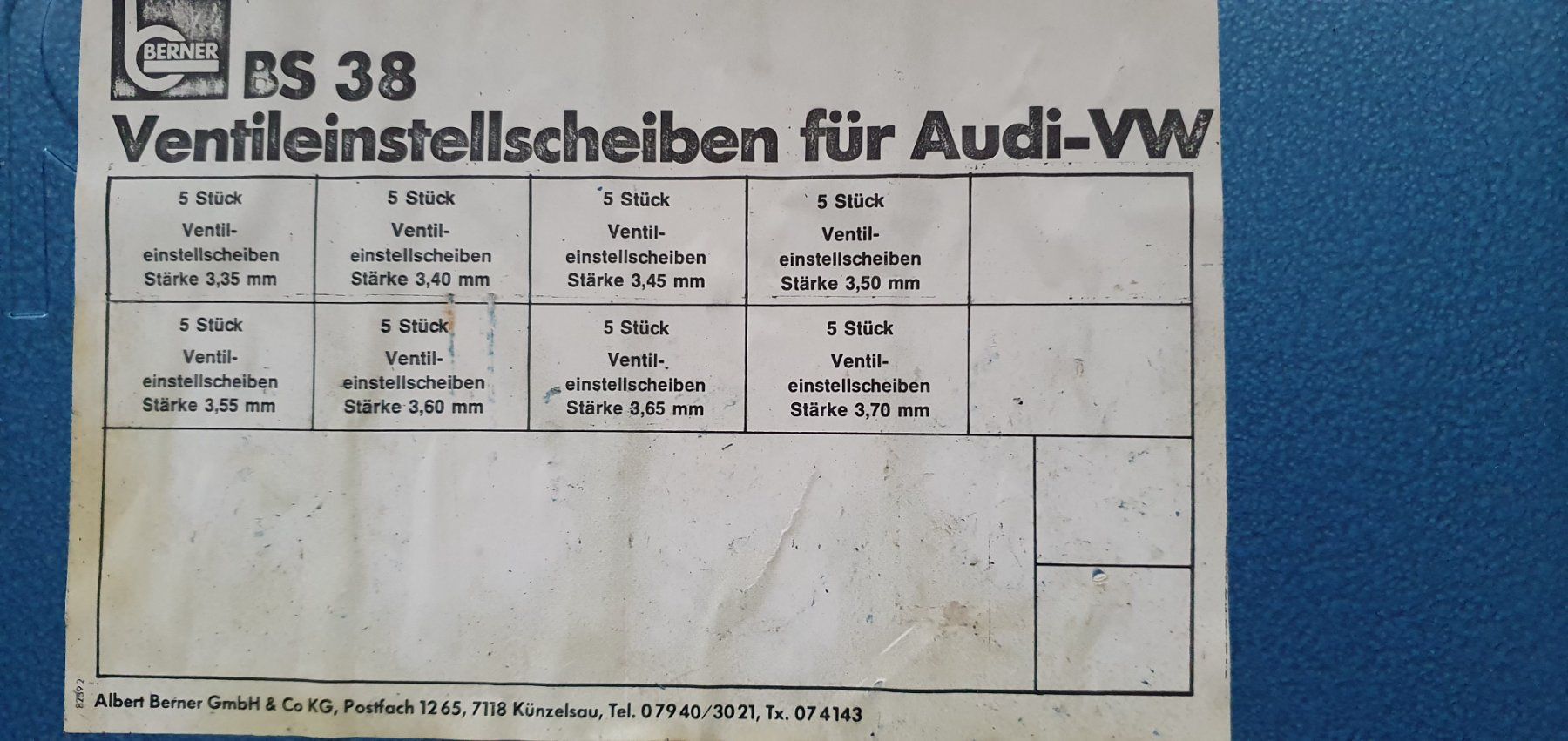 Volkswagen Tutti pezzi di ricambio auto: VW / Audi Ventileinstellscheiben – Usato da Rothenburg venduto da Bleonhard 1