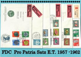 FDC Pro Patria 1957 -1962 Markensatz E.T. Stempel Eilsendung