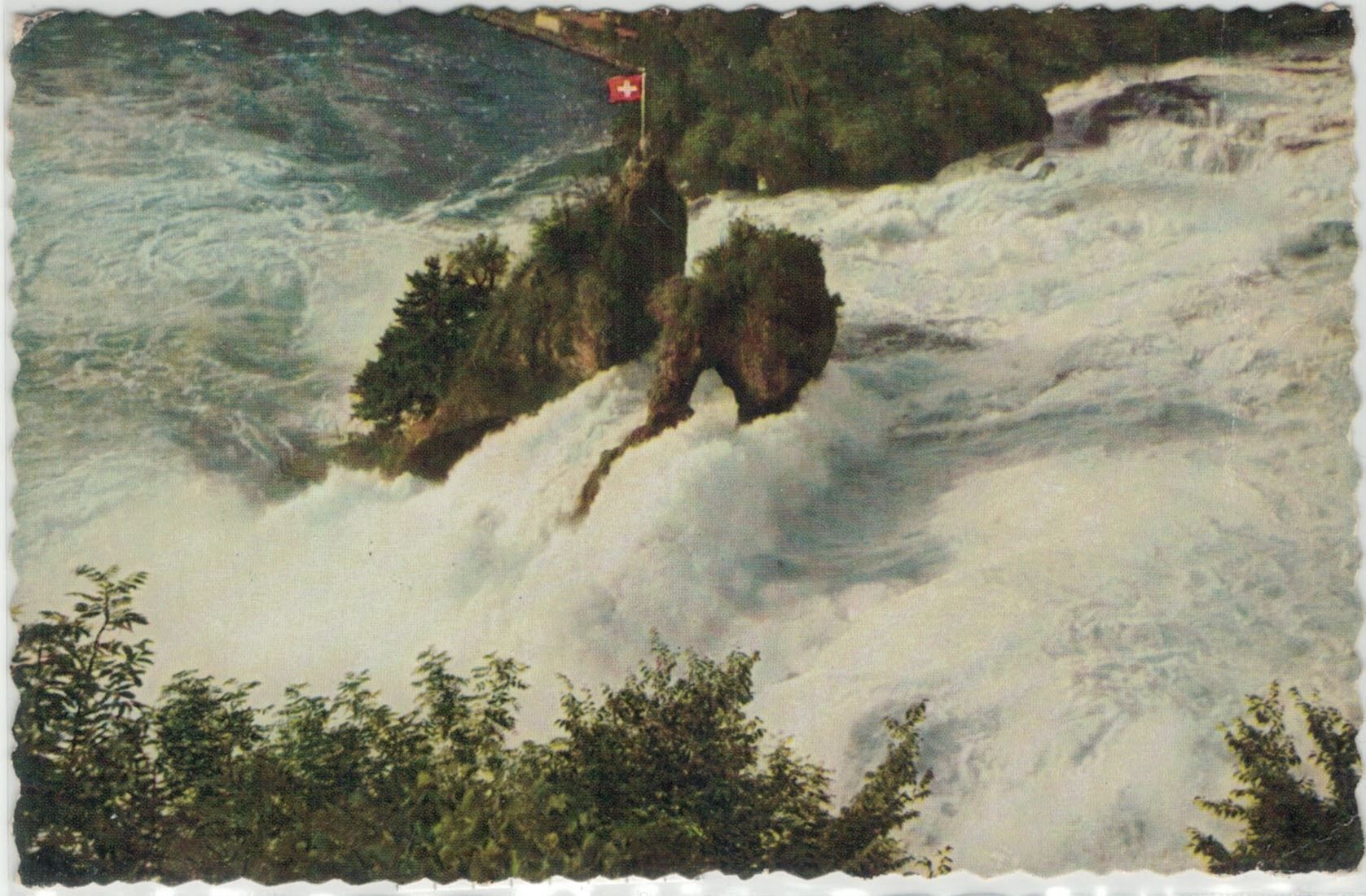 Cartoline postali: SH 12 Rheinfall Schweizer Flagge 1960 – Usato da Fribourg venduto da philafri