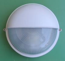 Zwei runden weissen Aussenlampen Glas / Aluminium