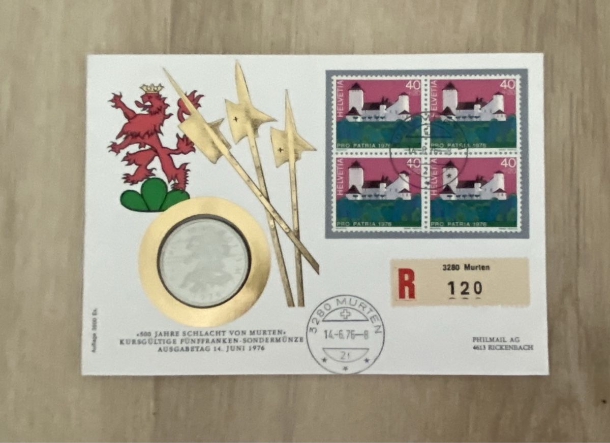 Alle Münzen: Numisbrief „500 Jahre Schlacht von Murten“ 5.- Sondermünze – Neu (gemäss Beschreibung) aus Zürich von kar_7gs6