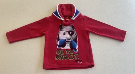 Fleece Pullover mit Hamster Motiv | Grösse 92/98 | Rot