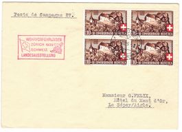 Lettre de Zürich cachet S214 pour Le Sépey le 1.VIII.39