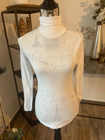 Pull blanc col roulé ZÉBRA