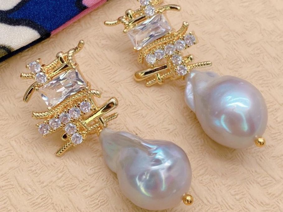 Orecchini pendenti & Orecchini a lobo: Grau Perlen Ohrstecker Echt Boucles Chandelier Perle grise – Nuovo (secondo la descrizione) da Prilly venduto da ilyria73 5