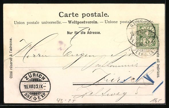 Ansichtskarten: Litho Geneve, Concours Musical 1902, Pan – Gebraucht aus Berlin von bartko-reher 1