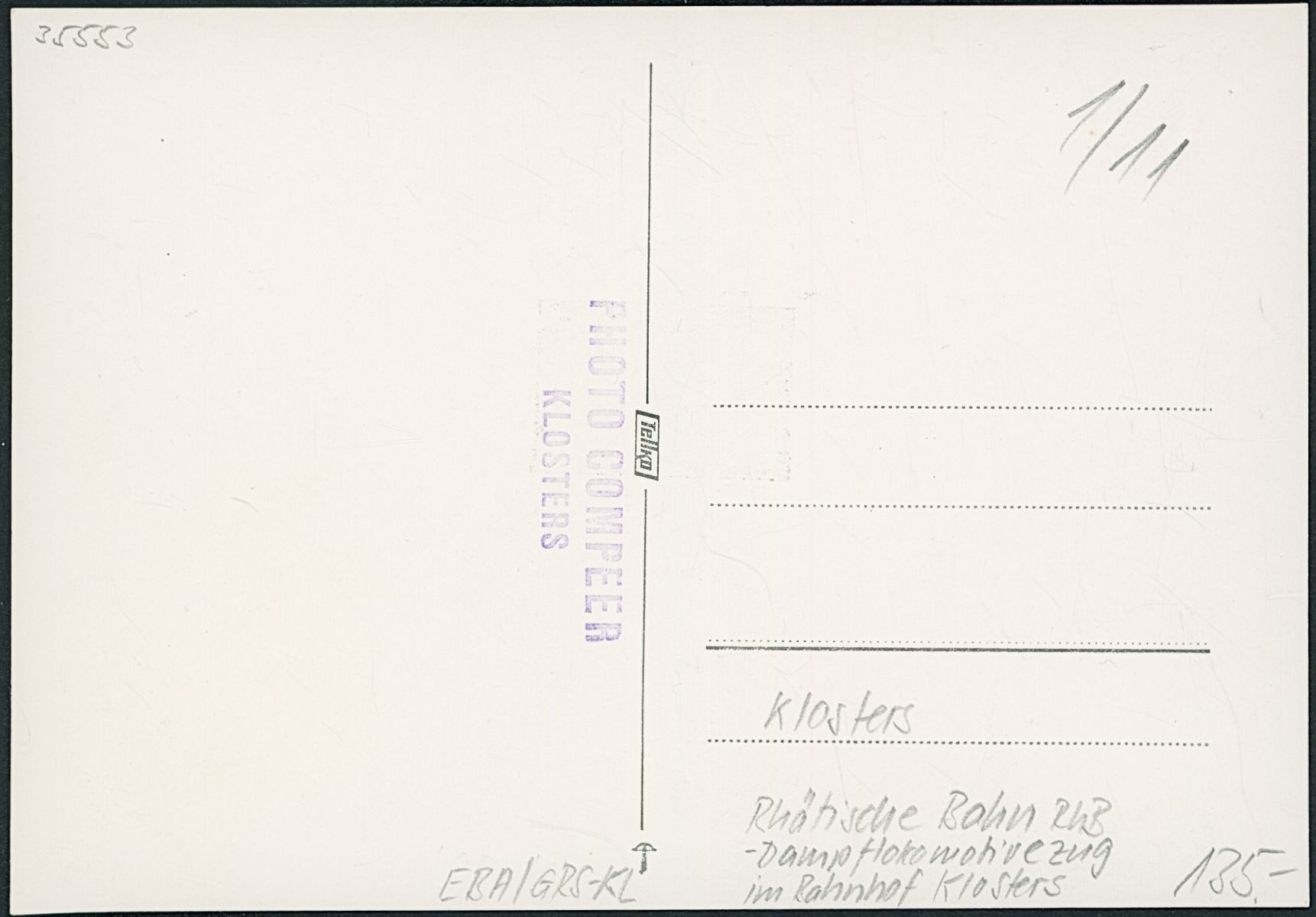 Cartes postales: GRS Klosters - Bahnhof  - Rhätische Bahn RhB – Neuf (Voir description) à Schindellegi par Jonathan77 1
