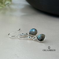 Feine Labradorit-Ohrhänger – Sterling Silber