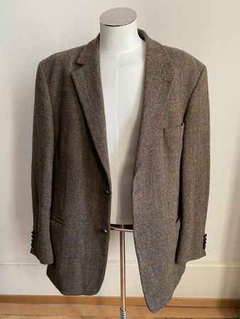 Herren Sakko Harris Tweed Wolle braun gemustert 2 Knopf