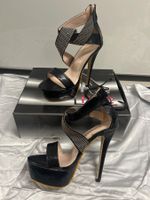 High Heels Plateau Sandale schwarz Gr 38 Neu