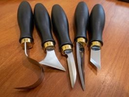 5x Holzschnitzwerkzeuge BL Eichenholzgriff Outils sculpture