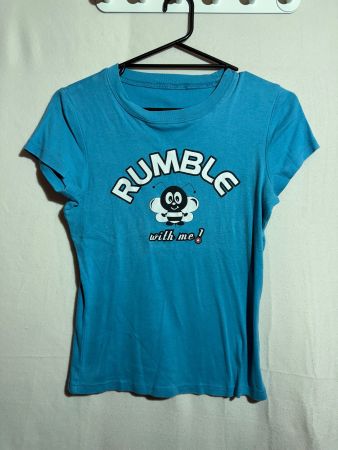 Blaues Shirt mit Aufdruck ca Gr. S