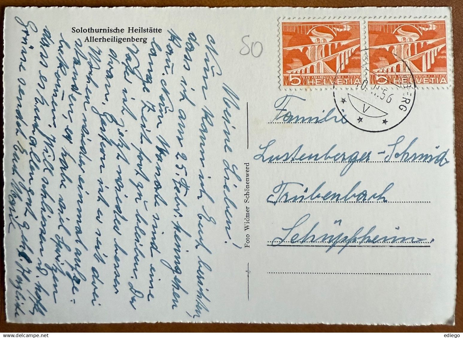 Ansichtskarten: Allerheiligenberg - Solothurnische Heilstätte 1956 – Gebraucht aus Lutry von Ediego 1