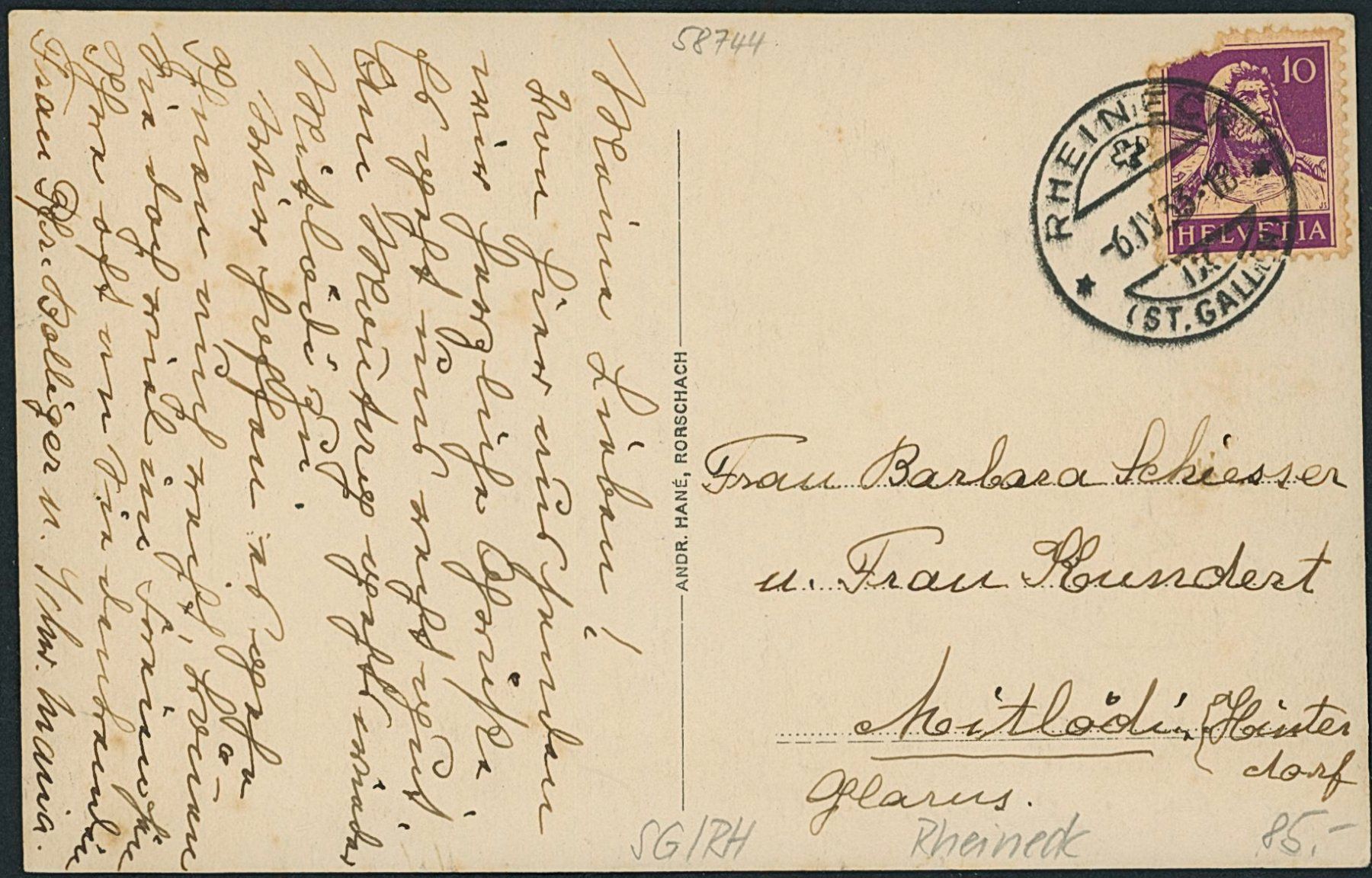 Cartoline postali: SG Rheineck – Usato da Schindellegi venduto da masutka7 1