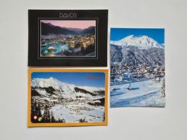 3 alte Postkarten Davos