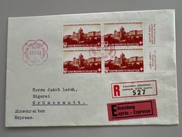 1943 PP B21 4erBlock auf Express-Brief mit Taps