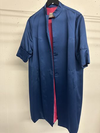 Gisela Doyé eleganter Kurzarm Sommermantel blau, Grösse M