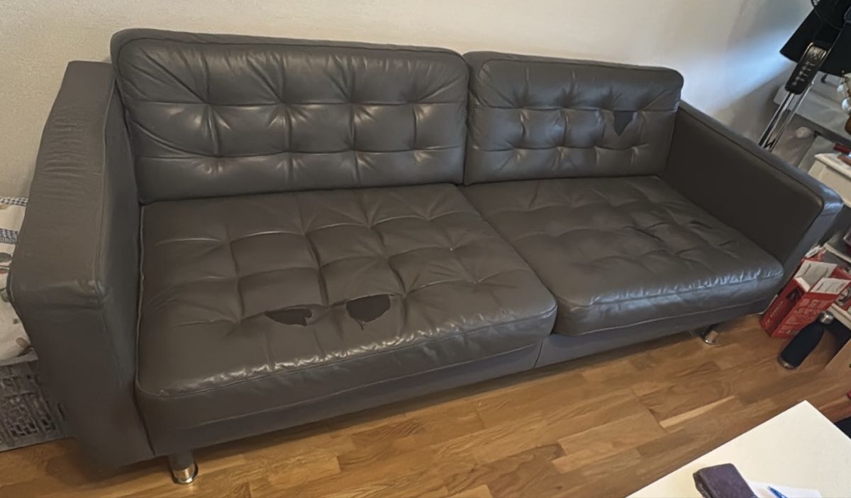 Ikea Divani: LANDSKRONA IKEA 3er Sofa, dunkel grau Leder – Usato da Horw venduto da joa_9rly 1
