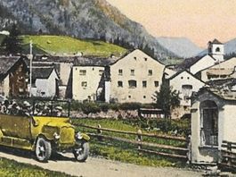 SIMPLON-Dorf mit Saurer Postauto ~1910