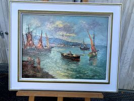 Ölgemälde "Hafen" von G. Bianchi,  guter Zustand!