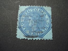 uralte Marke Victoria, 1 Shilling, gestempelt