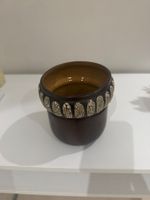 Blumentopf handgemacht mit Glasur Ornamenten braun Dm 15cm
