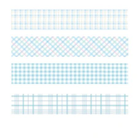 Sticker: Washi Tape 4er Set blau kariert – Nuovo e nell'imballaggio originale da Löhningen venduto da Fourbi18
