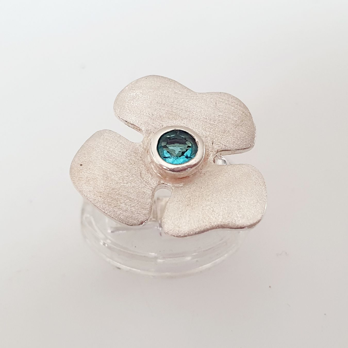 Anelli: Silber Ring 925  Blumenring mit blauem Stein Gr 15,9 mm – Usato da Kreuzlingen venduto da Wunderkiste123 3