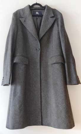 BURBERRY Wool Tweed-Mantel Jacke Gehrock Wolle grau Gr.42