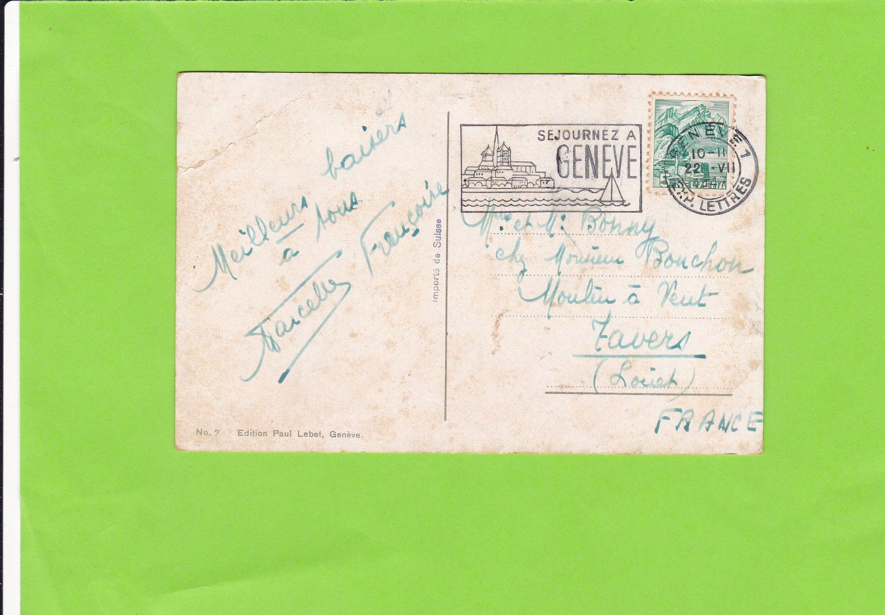 Cartoline postali: Genève-Pont des Bergues – Usato da St. Peterzell venduto da neckertal 1