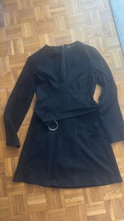 Robe noire TRF Zara zip devant ceinture T38 100% daimneuve
