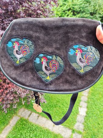 TASCHE BAG LEDER TEUFEL HANDMADE CLUTCH MALEREI UNIKAT TOP
